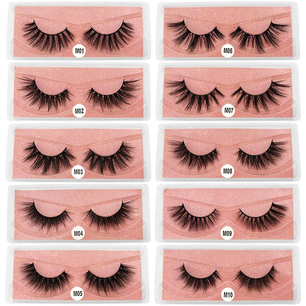 Faux Mink Eyelashes Pack em massa, cílios postiços, tira grossa, cílios longos de maquiagem dramática, atacado, 20 pares