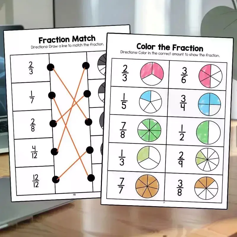 1Pcs Primary School Math Cognitive Test Book Basic Fraction Learn And Practice Training Workbook Fraction Fact Teaching Aids