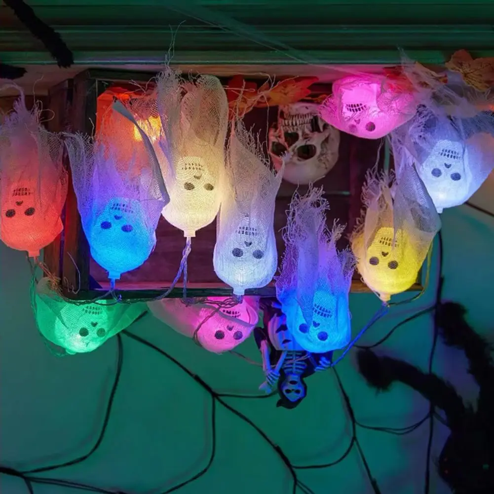 Themed Party Decorations Multicolor Skull Ghost Head Led String Lights for Halloween Decorations Waterproof Festive for Parties