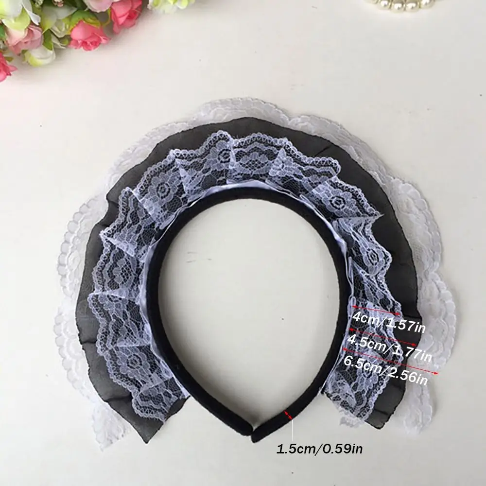 Kawaii ثلاثة طبقة الدانتيل لوليتا Headbands خادمة تأثيري التصوير الدعائم تكدرت الدانتيل أغطية الرأس لوليتا الشعر هوب أنيمي اتفاقية