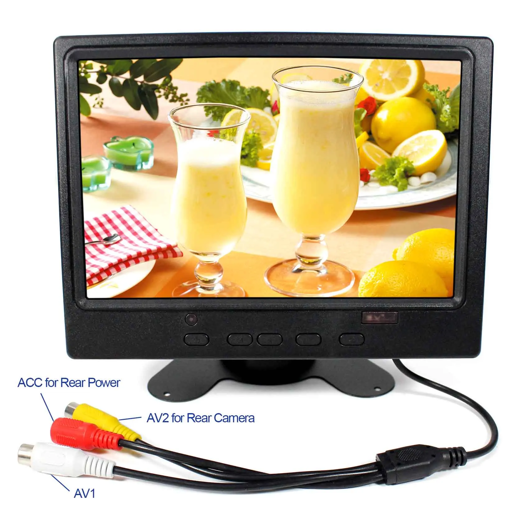 

7inch 1280x800 IPS LCD Monitor HD MI+VGA+2AV Reversing With US Power Adapter