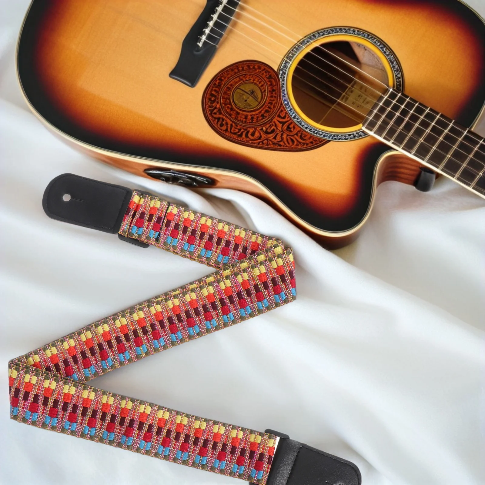 

4 Pcs Braided Guitar Shoulder Straps Adjustable Ukulele Cotton Embroidered Ethnic Style Student Display