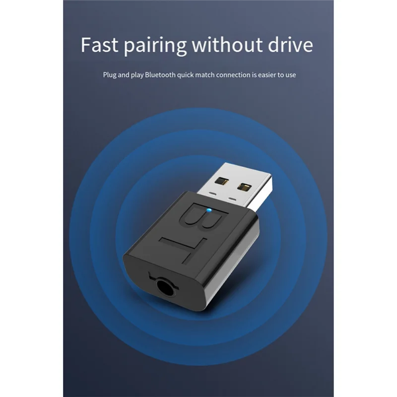 A42T-3Pcs 2 In 1 USB Bluetooth 5.0 Audio Receiver Transmitter USB Bluetooth Adapter With 3.5Mm Audio Cable Plug And Play