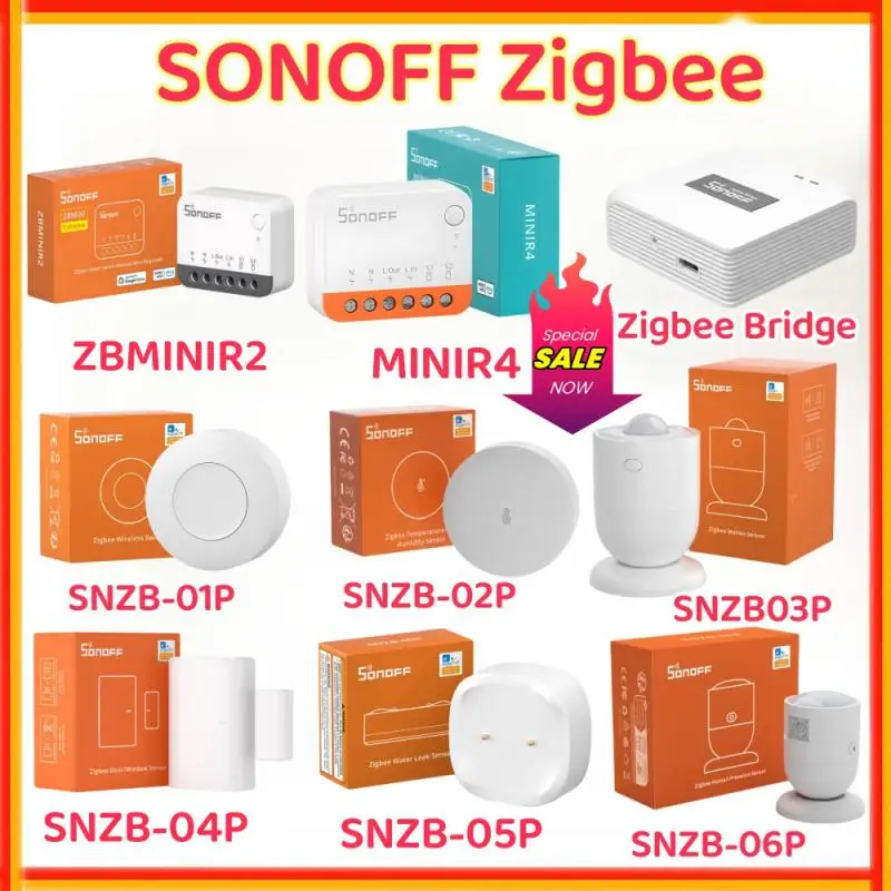 SONOFF SNZB1P~6P SNZB-05P Zigbee Water Leak Sensor Zbmini L2 SNZB-02D Zigbee Door Window Sensor Temperature Humidity Sensor