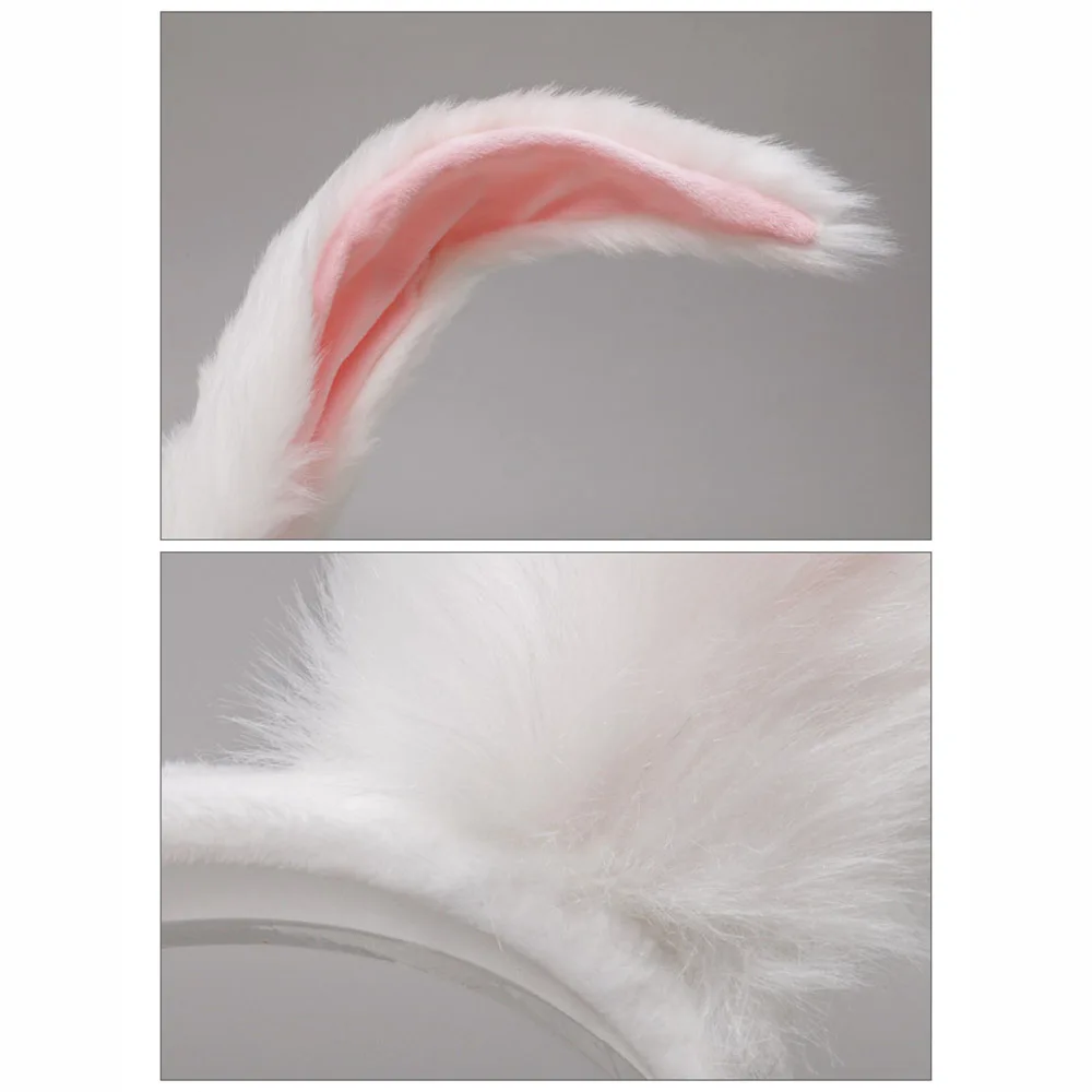 Headband Bunny Ears Rabbit Cosplay Costume Easter Black Set Hoops Plush Masqueradeparty Fluffy Hair Headdress Ear Tiekit Tail