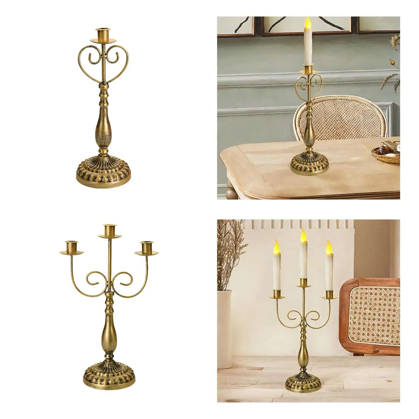 Candelabra Candelabrum Ornament Iron Candle Holder Metal Candlestick for Church Farmhouse Kitchen Valentine's Day Housewarming