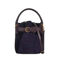 New Head Layer Leather Bucket Bag Spring Edition Texture Leather Commuter Versatile Shoulder Crossbody Handbag
