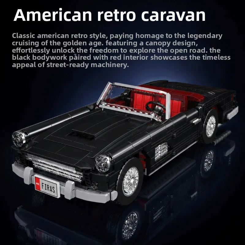 American Retro Convertible Sports Car Puzzle Building Block Assembly Toy MOC Creative Building Block Toy Ornament Holiday Gift