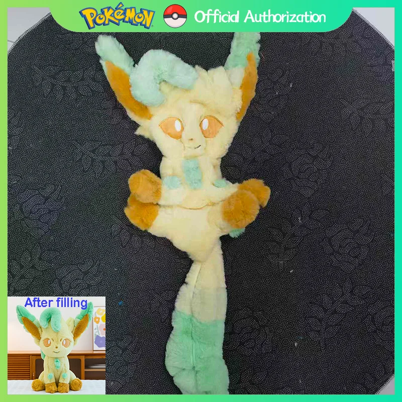 Cartoon Eevee No Cotton Leather 45CM-80CM Pokemon Leafeon Semi-finished Shell Plush Toy Soft Anime Stuffed Doll Festival Gift