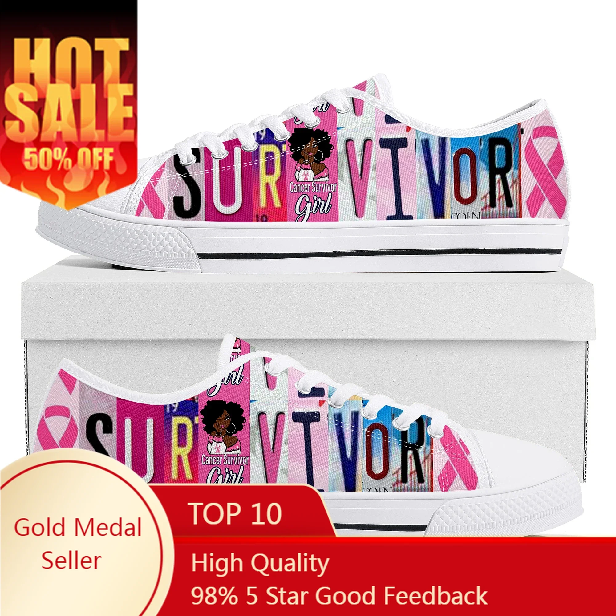 

Cancer Survivor Breast Cancer Low Top High Quality Sneakers Mens Womens Teenager Tailor-made Shoe Canvas Sneaker Couple Shoes