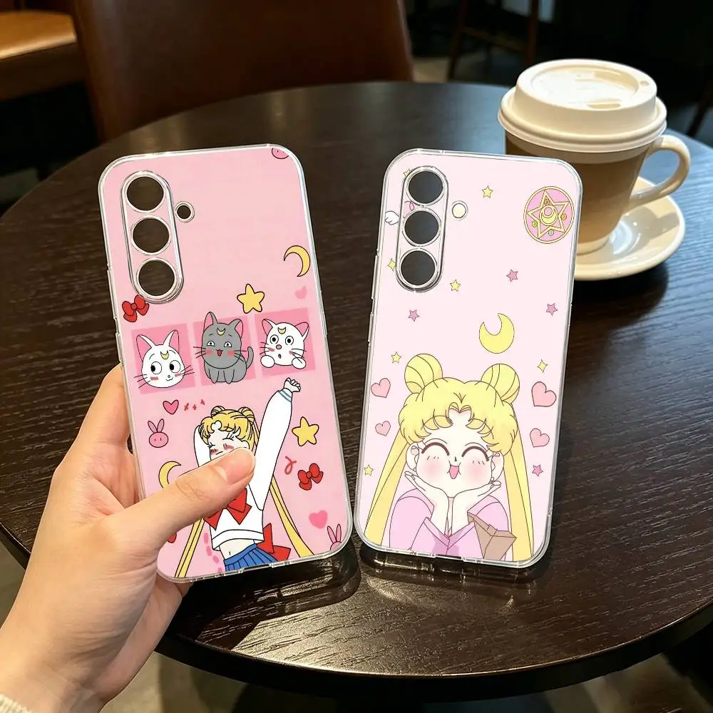 

Anime S-Sailors M-Moons Cute Phone Case For SamsungA10,12,20,21S,30,31,40,50,51,52,70,71 Transparent Cover