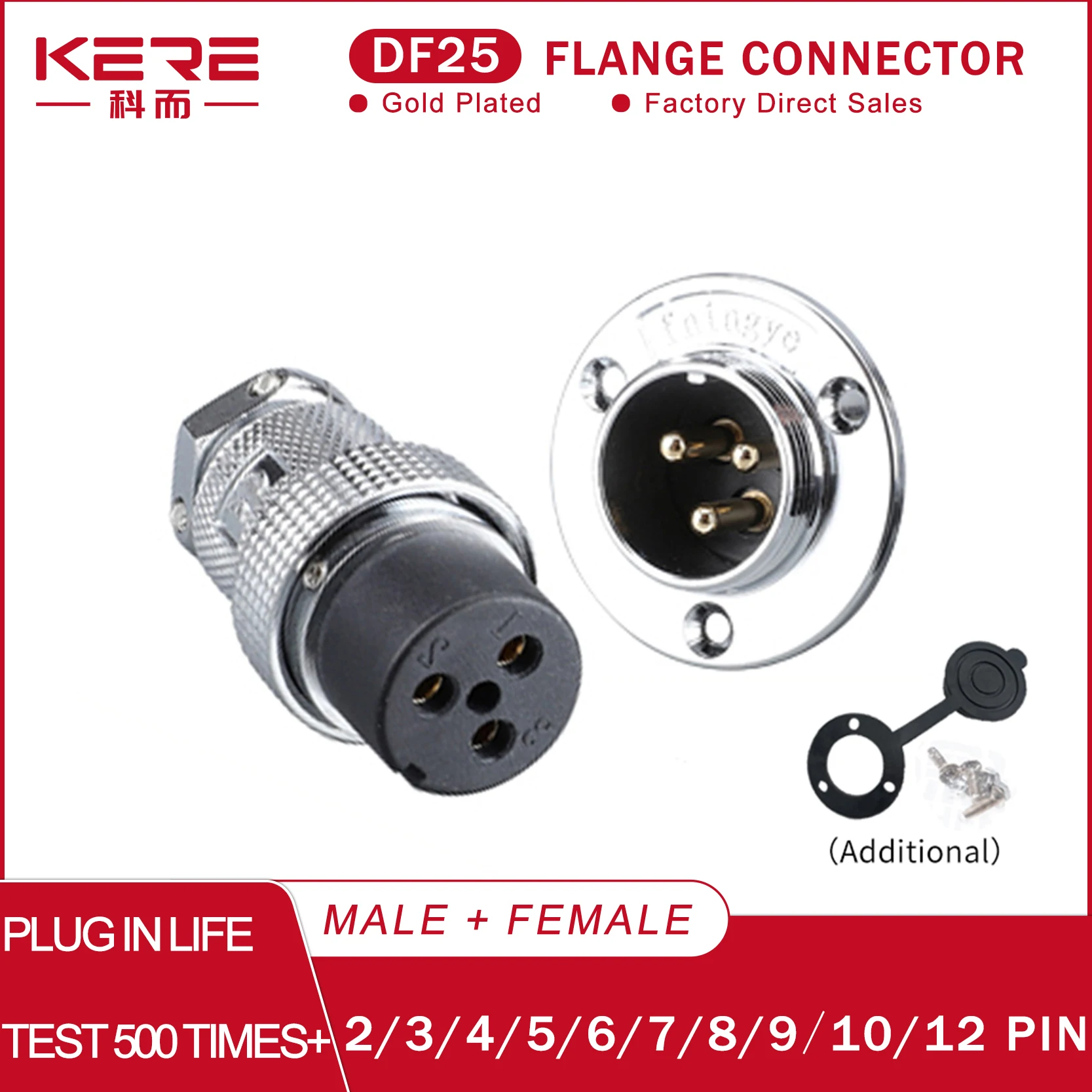 

Aviation Plug GX25 Cable Flange Fixing 25MM-2 3 4 5 6 7 8 9 10 12pin DF25 Circular Wire Panel Connectors