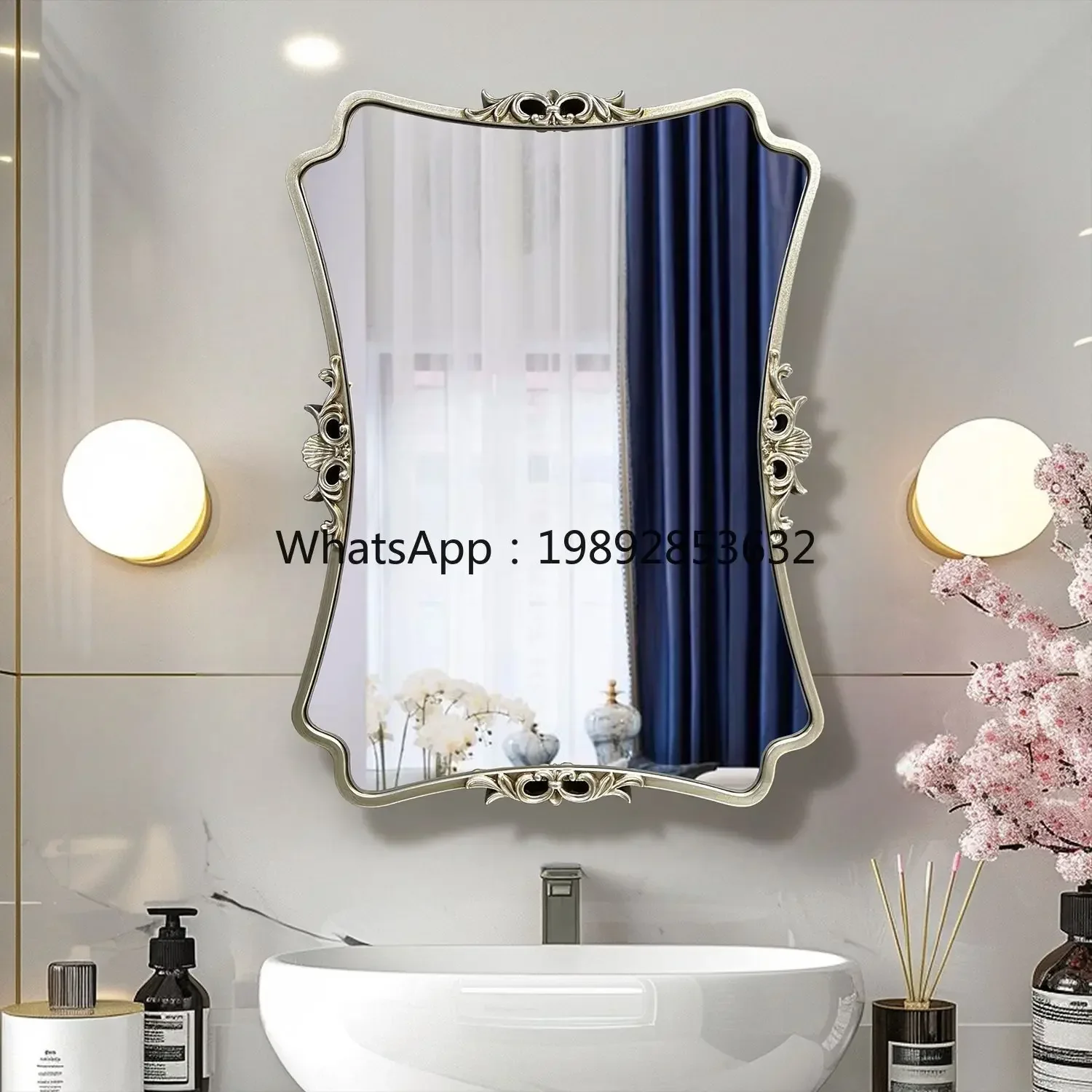 Z2-28   Retro Bathroom Entrance Wall-Mounted French Style Bathroom Mirror Smart Mirror Bathroom Vanity Mirror