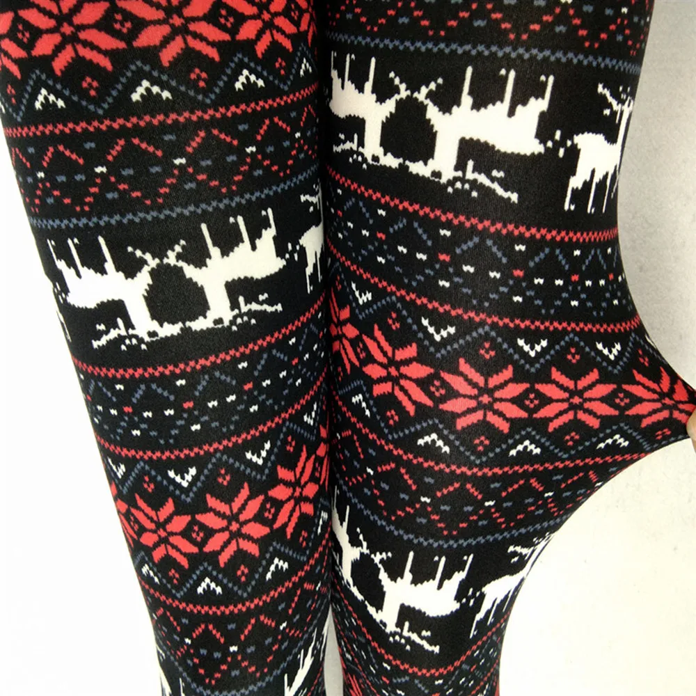 Christmas Women\'s Leggings Pants Snowflake Elk Printed High Waist Skinny Trouser Fitness Stretch Pants Christmas Party Clothes