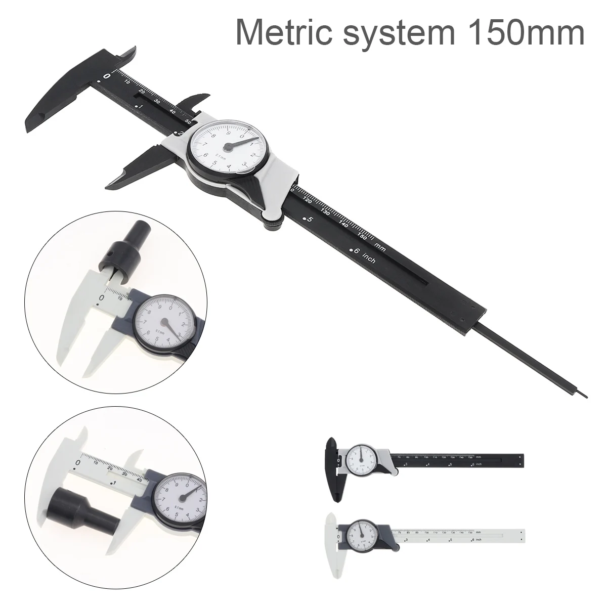 

1pcs 150mm Dial Caliper Vernier Caliper with Dial Indicator Stainless/Carbon Steel Gauge Precision Measuring Tools Micrometer