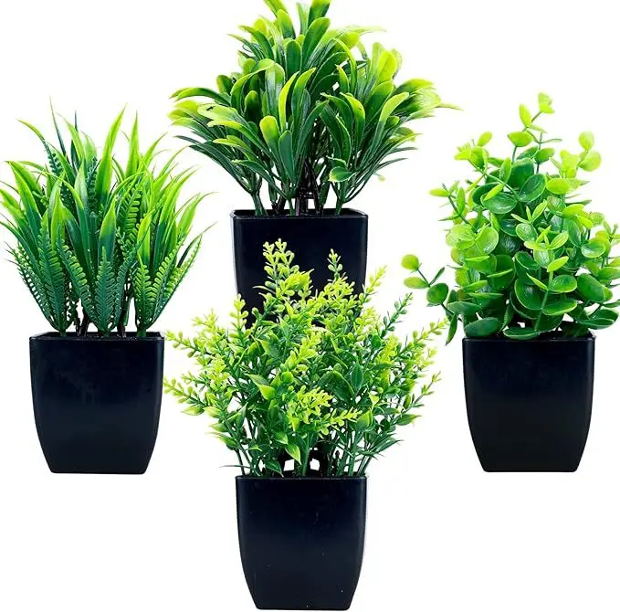 4pcs artificial outdoor green plants small potted plants desktop bonsai home and office decorations photography props plants