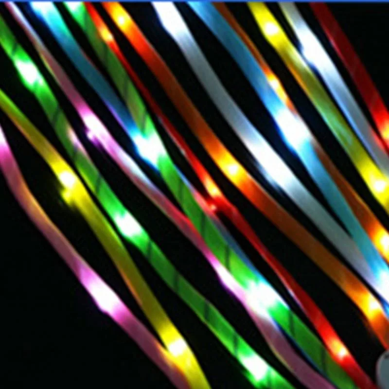 LED Sport Shoe Laces Luminous Shoelaces Glow Shoe Strings Round Flash Light Battery Shoelaces No Tie Lazy Shoe Laces Party Decor