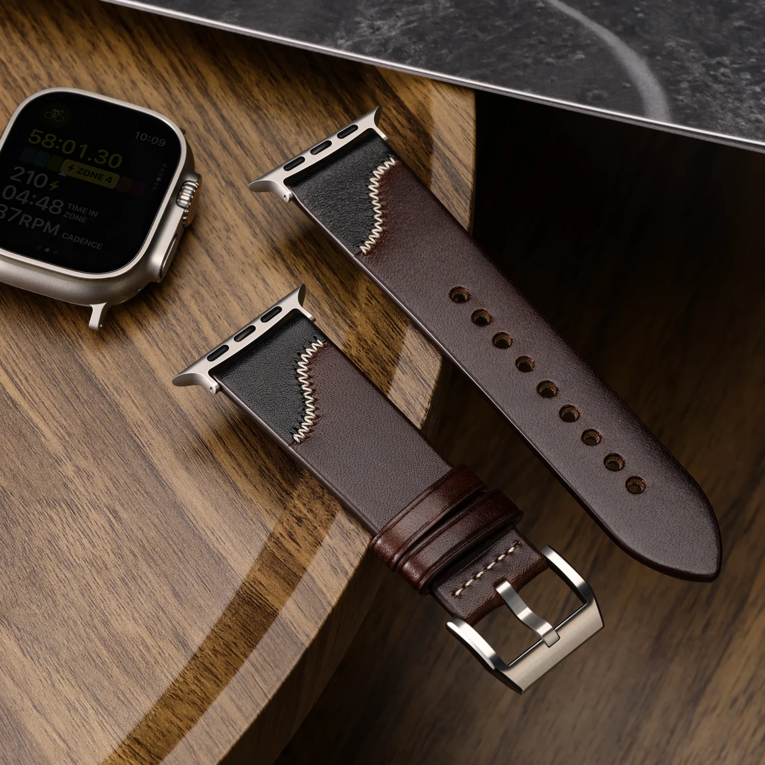MAIKES ساعة أبل جلدية مصنوعة يدويًا الترا 3 49 ملم حزام مع محول 1:1 الأصلي لسلسلة ساعات أبل 11 46 ملم 42 ملم 45 ملم 41 ملم