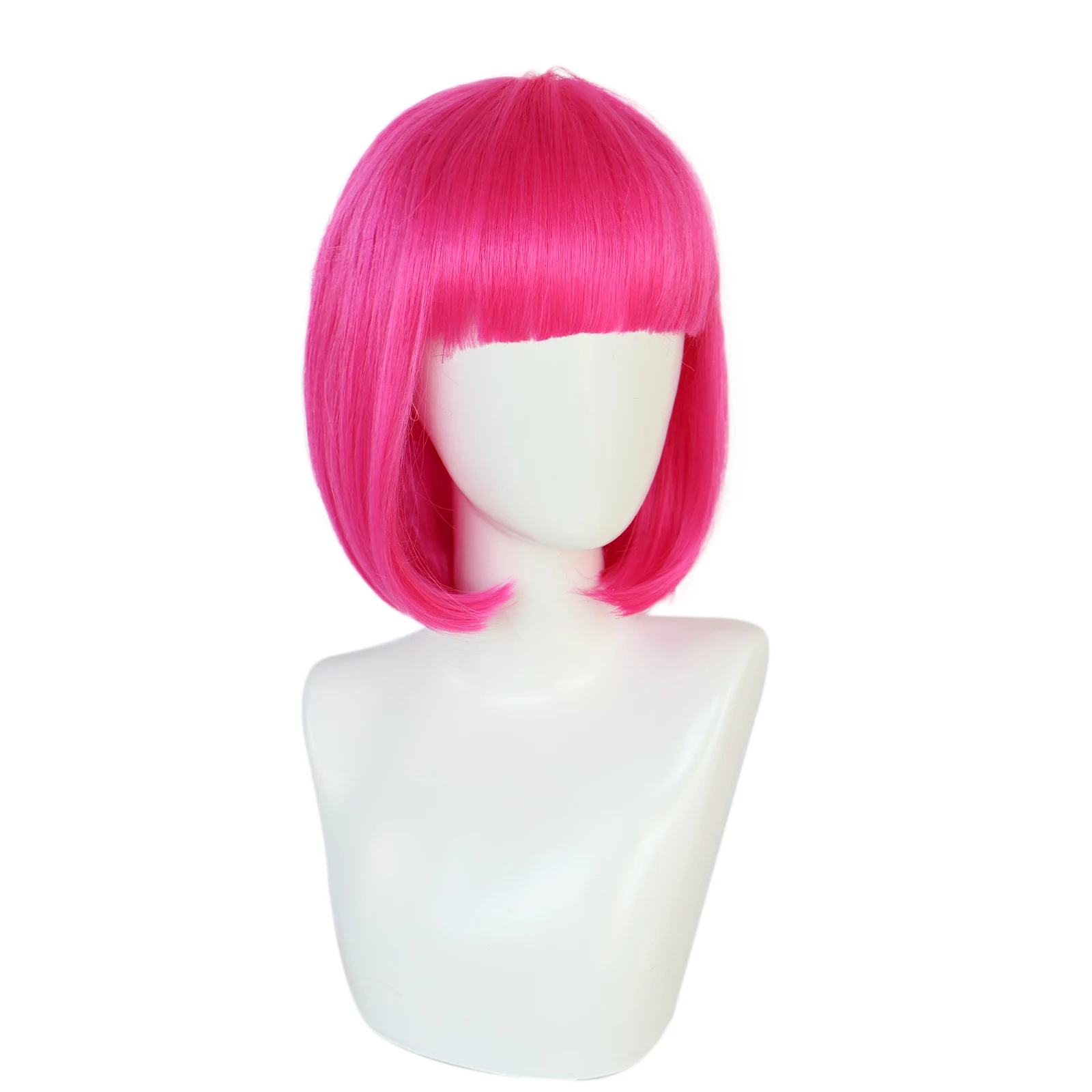 Synthetic 12 Inches Short Pink Cosplay Wig for School Halloween Thanksgiving Day Christmas Costume Accessories image 3