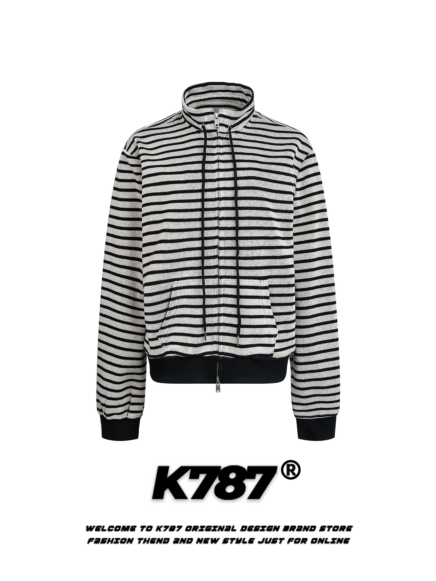 

K787 American Retro Striped Dstring Knitted Top Women's Lazy Sle Loose Youthful Slimming ort Sweater Jaet