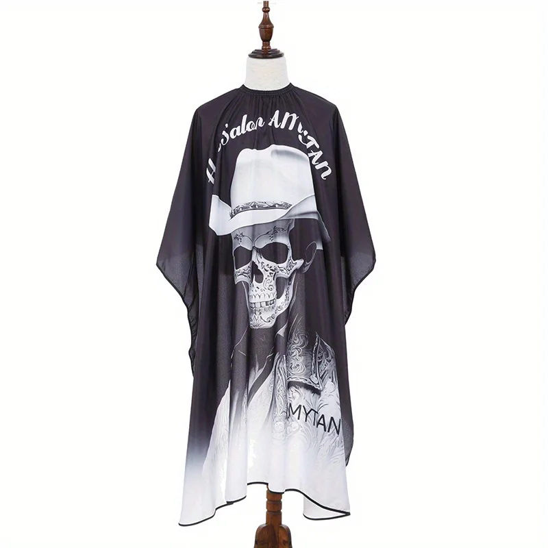 Skull Print Design – Vibrant Mexican Skull Print Salon Barber Cloth Adjustable Snap Closure Haircut Apron for Hair Styling