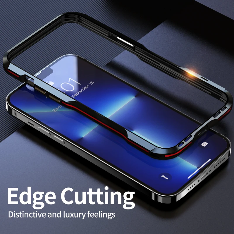Odporne na wstrząsy etui na telefon iPhone Air 16 15 14 13 12 11 17 Pro Max Mini 17E 8 7 SE 3 XR XS Armor Metal Bumper Aluminum Case Cover — zdjęcie produktu 4
