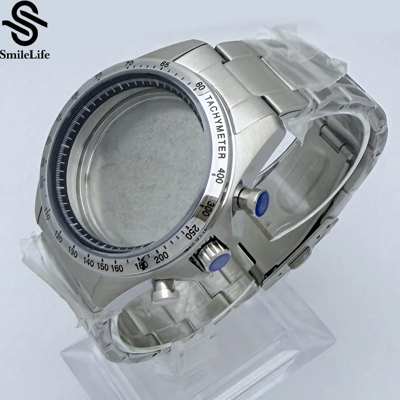 SmileLife 39 مللي متر ساعة حافظة الفولاذ المقاوم للصدأ المحار حزام الزجاج المعدني تعديل لحركة VK63 29.8 مللي متر الطلب