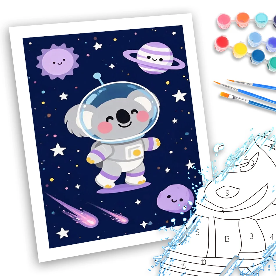 GATYZTORY Painting By Numbers Oil hobby Art Stuff Paint Pictures By Numbers Astronaut animal koala Home Decoration Watercolors