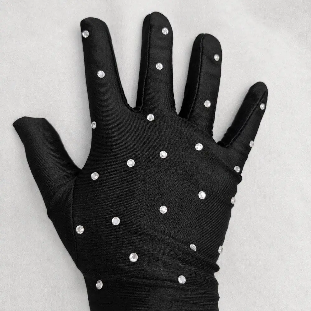 Shiny Washable Rhinestone Knitted Gloves Crystal Glitter Finish Keep Warm Five-fingered Gloves Fast Drying Wrist Gloves Cycling