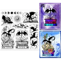 1PC Magic Dragon and Book Clear Stamps for Cards Making Dinosaur Clear Stamp Seals Transparent Stamps for DIY Scrapbooking