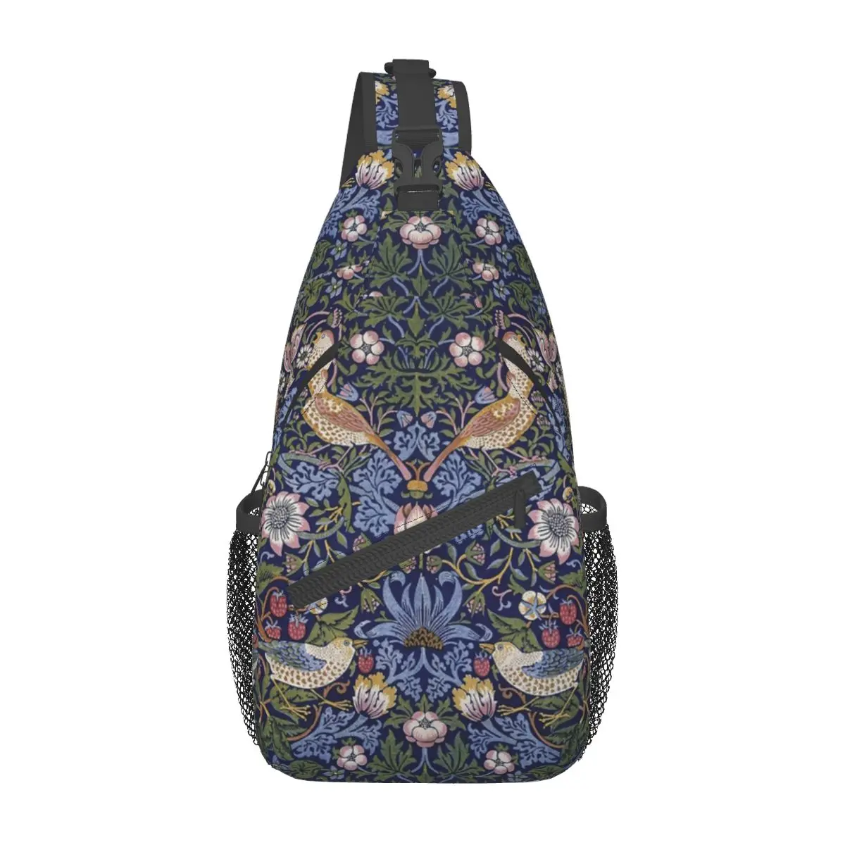 

William Morris Strawberry Crossbody Sling Bag Casual Chest Bag Floral Art Shoulder Backpack Daypack Travel Hiking Biking Bookbag