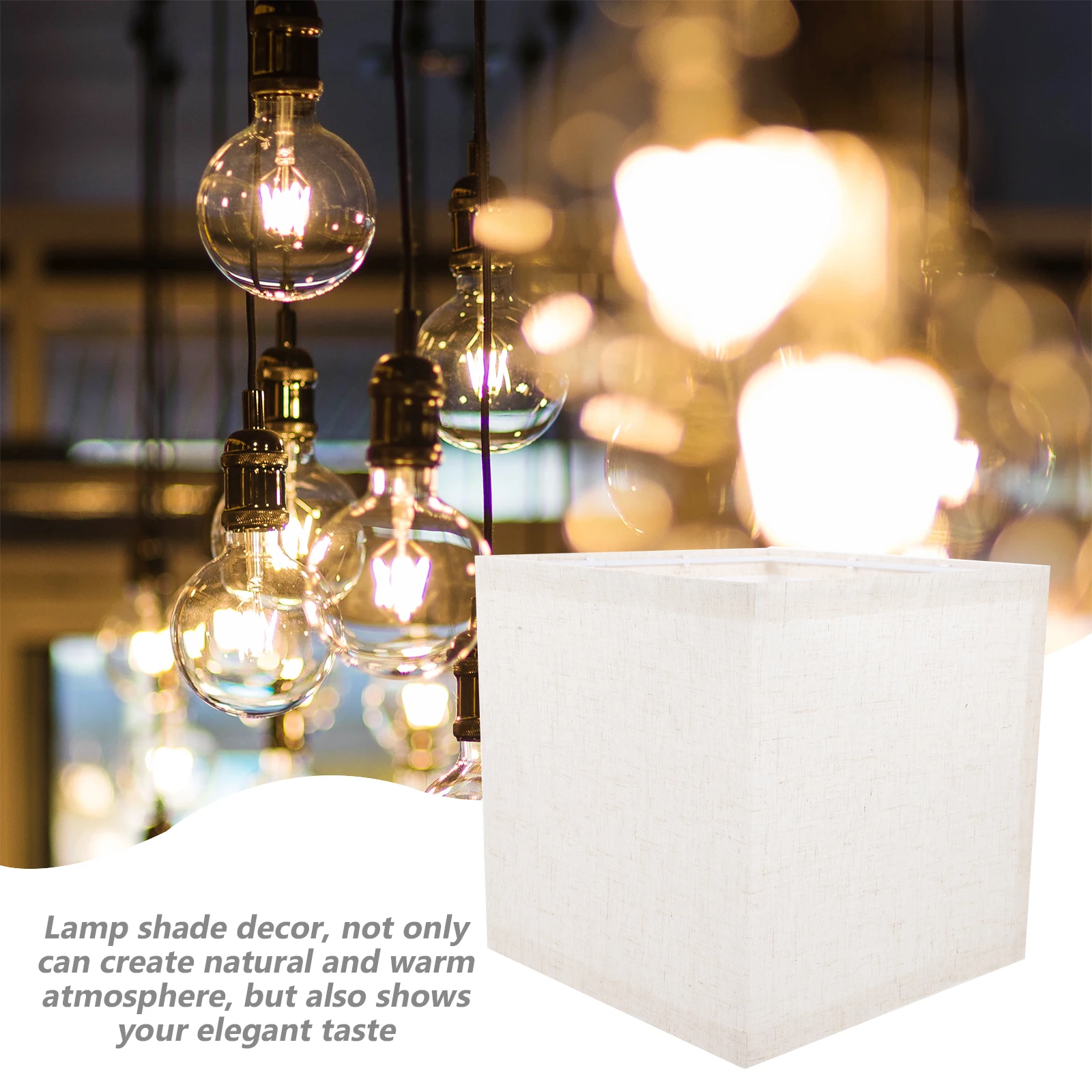 

Modern Fabric Lampshade 20x20x20cm Square Cloth Table Desk Shade Cover for Bedroom Living Room Kitchen Replacement