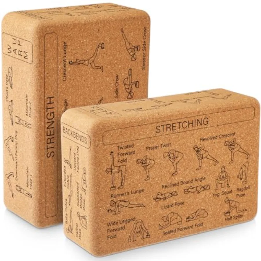 

Cork Yoga Blocks 2 Pack Yoga Poses Teaching Cork Blocks, Suitable Poses for Beginners and Experts High Density Block with Non S