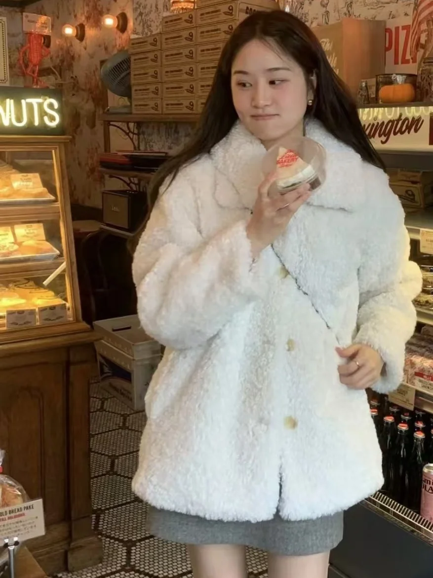 معطف كوري منفوش للنساء ملابس خارجية شتوية ناعمة حلوة ذات طابع رئيسي وياقة مقلوبة Plu Jaet Fem 2025 #1