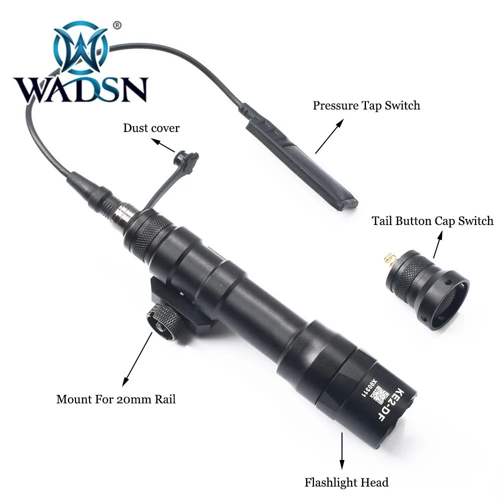 Imagem -04 - Wadsn-lanterna Led Dual Fuel para Rifle de Caça Airsoft Arma Tática Scoutlight Fits 20 mm Picatinny Rail M600 M600df 1400lumens