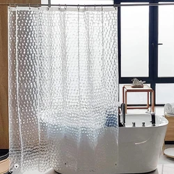 PEVA Shower Curtain Waterproof Plastic Clear Bath Curtains Transparent Bathroom Curtains Mildew Home with Hooks