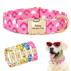 Printed Nylon Dog Collar Custom Dog Collars Free Engrvaed Pet ID Necklace Adjustable For Small Medium Large Dogs Chihuahua Pug