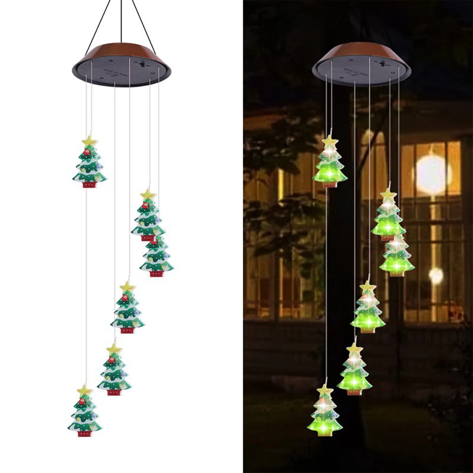 Quintal solar vento carrilhão luz led movido a energia solar sinos de vento lâmpada pendurada para pátio jardim