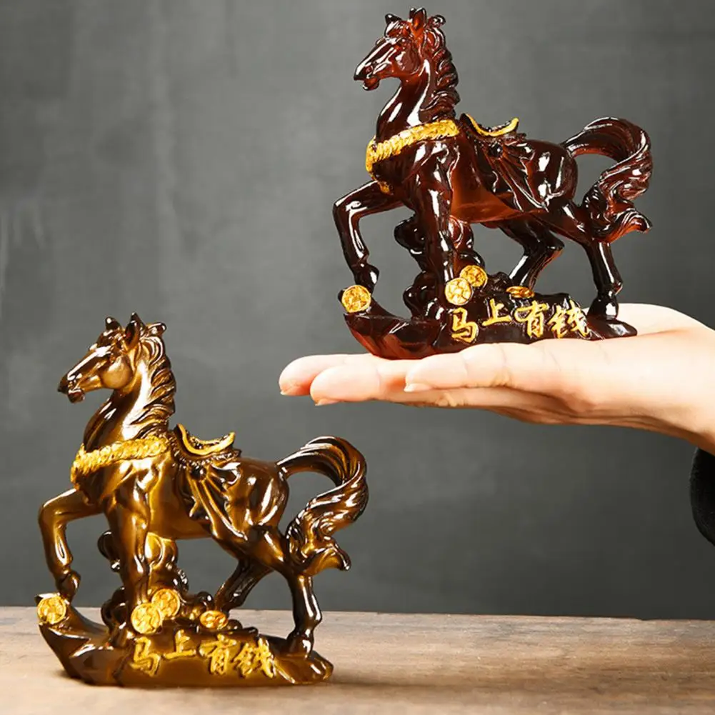 Color-changing Tea Pet Resin Horse Tea Pet Sculpture with Color-changing Money Symbol Base for Wealth Display Elegant for Tea