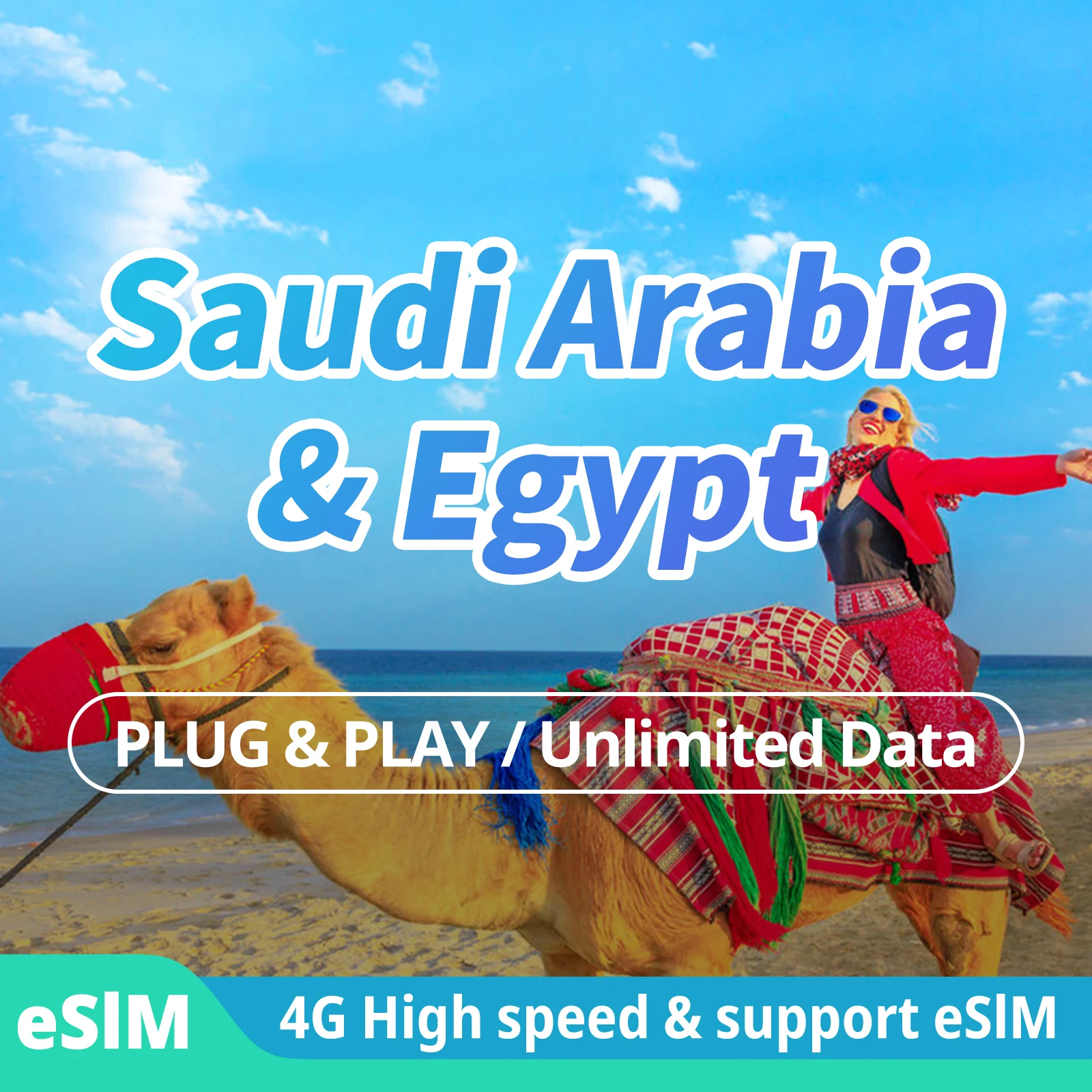 Saudi Arabië & Egypte Prepaid Data Simkaart Onbeperkte Data 4G High Speed Travel Data Card Ondersteuning Esim