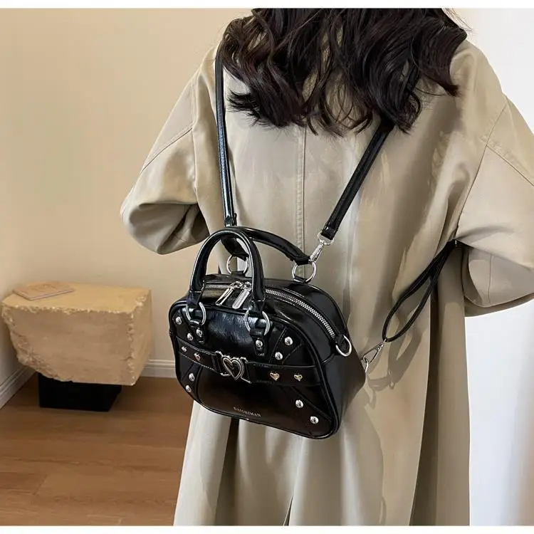 Jiaerdi heiße Mädchen Silber Mochila Frauen y2k Grunge Niet Leder lässig Umhängetasche Damen Vintage Mini Rucksack Bolso Mujer