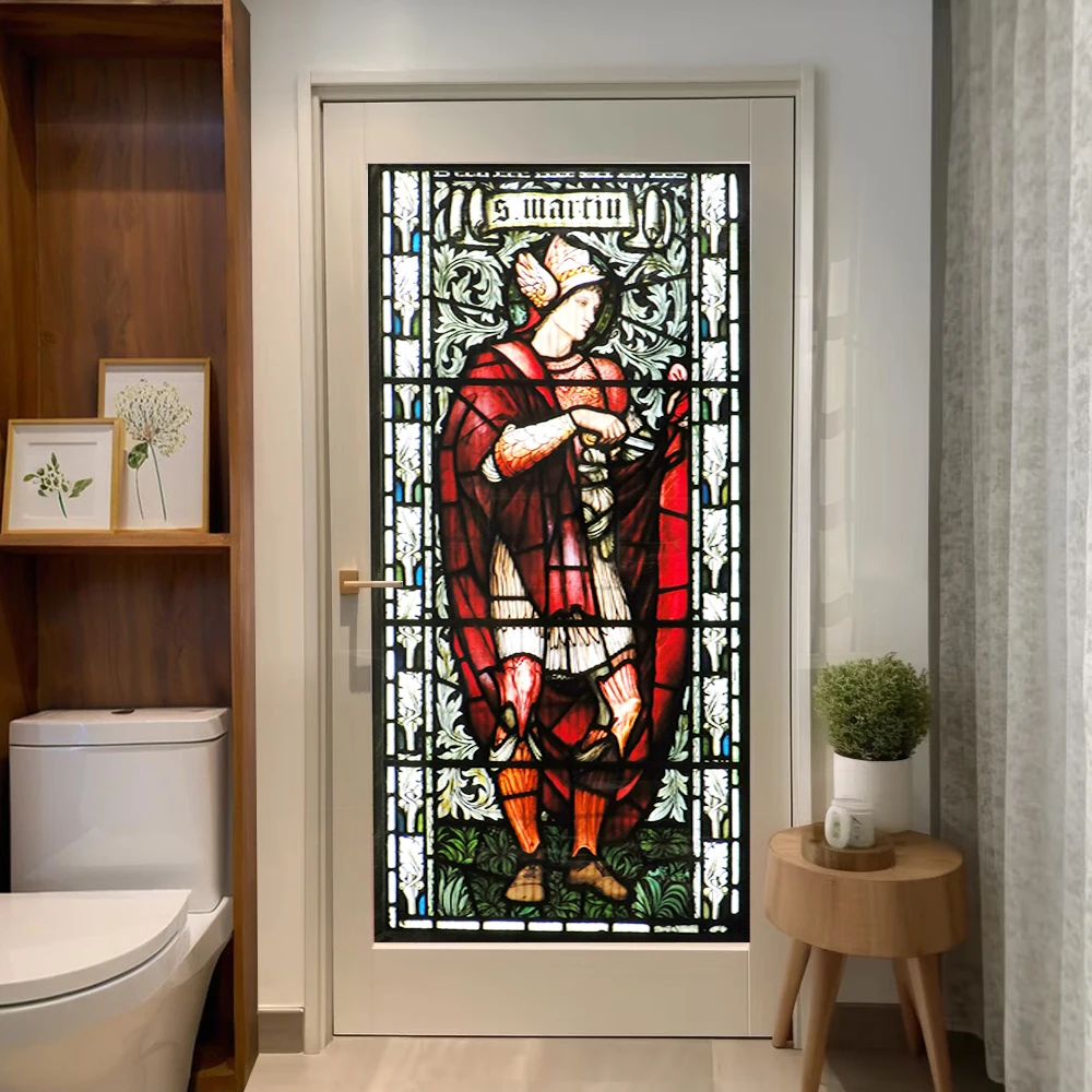Church Stained Glass Decals Window Film Privacy Heat Insulation and Anti UV Blocking Static Cling Window Sticker for Home J108