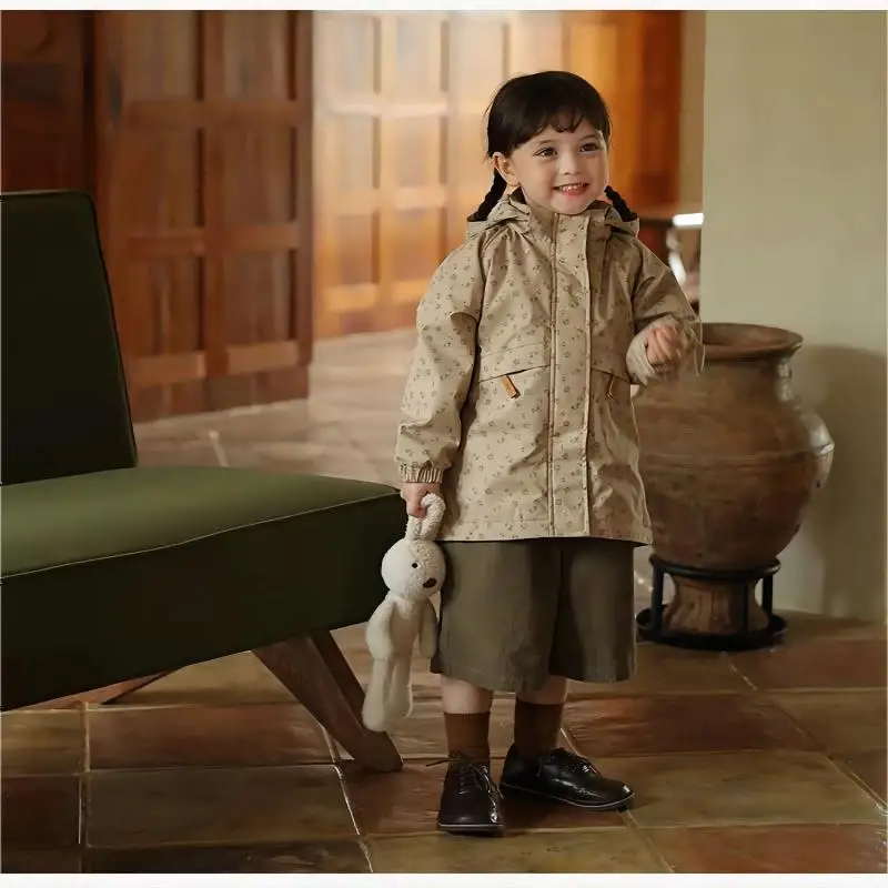 Fashion Flower Print Baby Clothes Autumn Winter Kids Girls Coat Outerwear Children Windbreaker Cotton Thicken Jacket