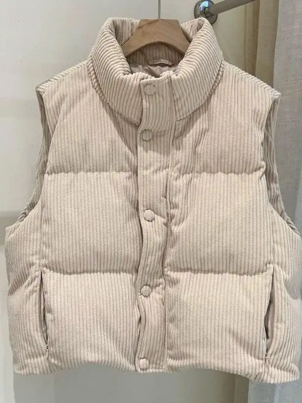 

Корейский вельветовый жилет Sle Thiened ort, осенне-зимний женский свободный крой, модная корейская версия, джет с воротником-стойкой