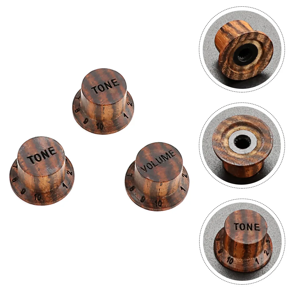 

3 Pcs Guitar Knob Control Knobs Universal Bass Volume Tone Component Wood Rotary