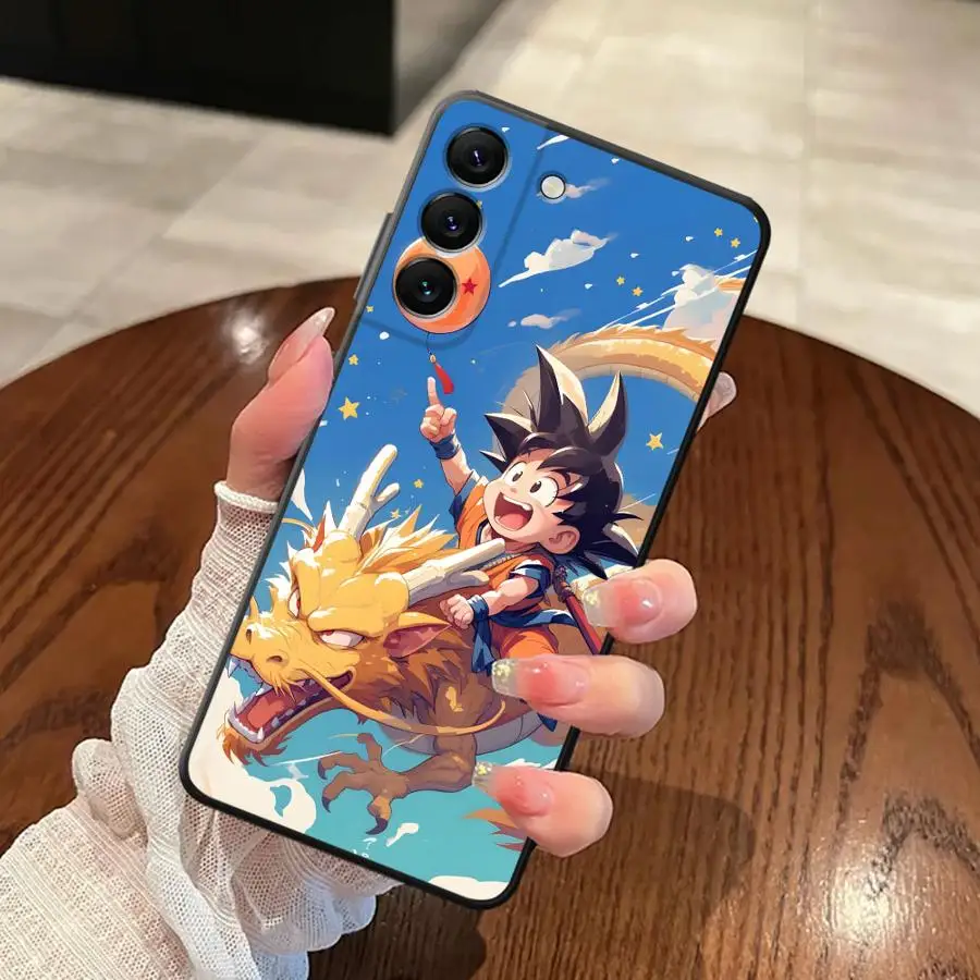 Caso para samsung galaxy a24 a55 a36 a51 a73 a35 a22 a52 a25 a71 a32 a41 a26 a72 a23 a53 preto macio capa de telefone dragon ball goku