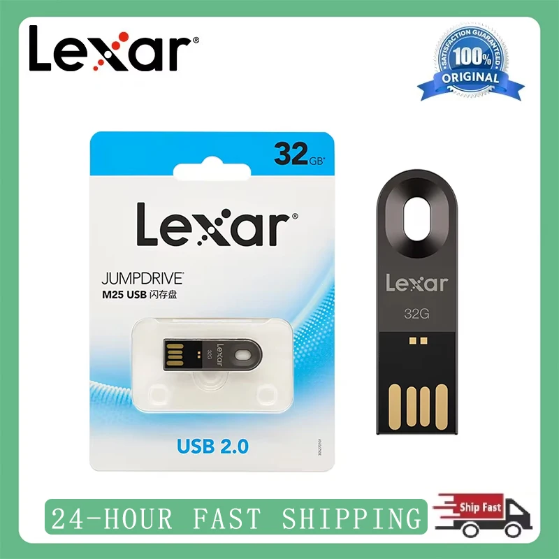 

USB-накопитель Lexar M25, 32 ГБ, 64 ГБ, USB2.0, флэш-накопитель, металлический флэш-накопитель, высокое качество, высокое качество, USB для ПК, компьютера