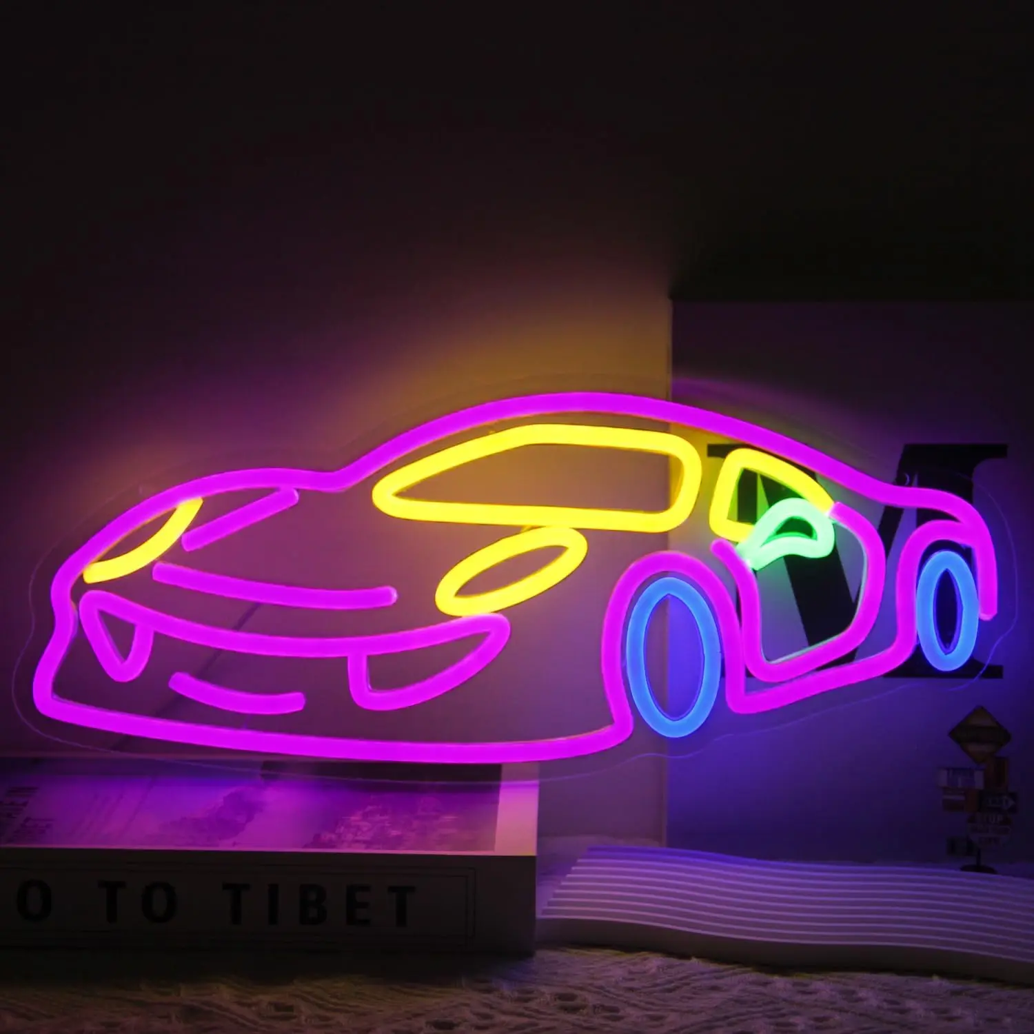 

Car LED Neon Sign Sports Car Racing Colorful Race for Wall Decor for Bedroom Game Room Man Cave Garage Boy Gifts 5/12V USB