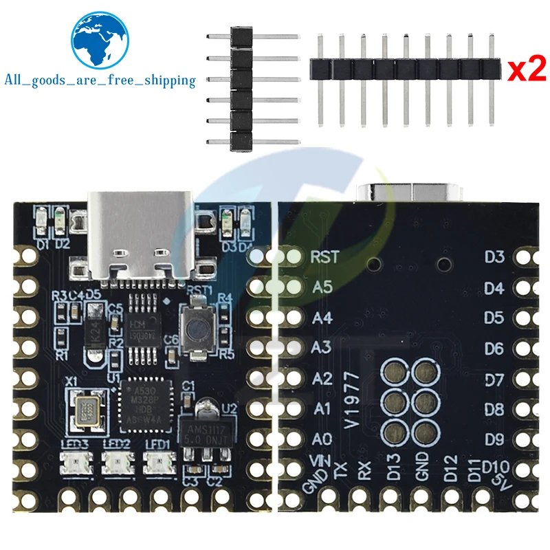 TZT 1/3pcs NANO V3.0/Nano SuperMini Type-C Board Atmega328p Chip Ch340 Seriële Poort voor Arduino
