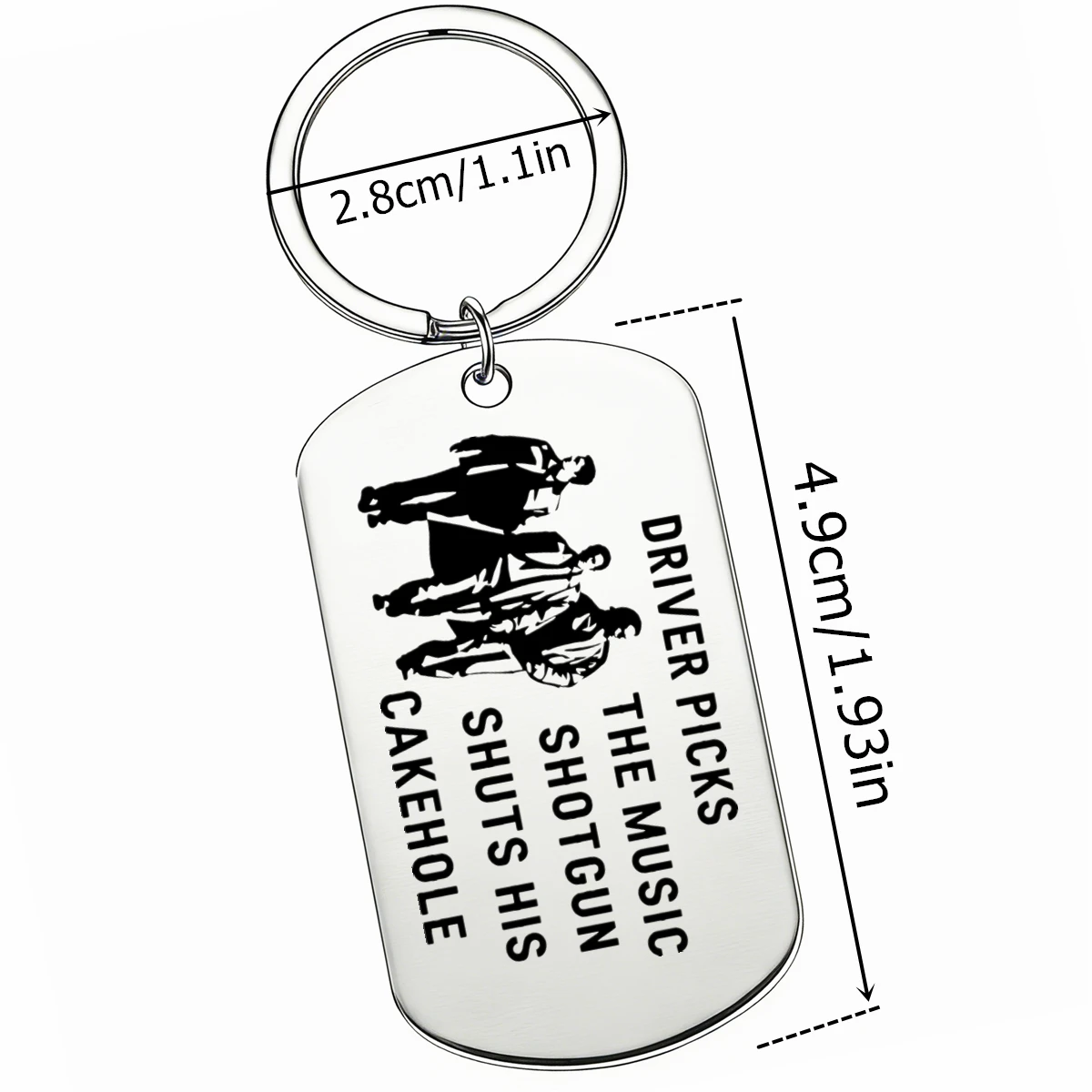 1Pc Keychain For Driver Picks The Music Shotgun Shuts His Cakehole Quote Stainless Steel Dog Tag Key Ring Fan Gift for Men Women